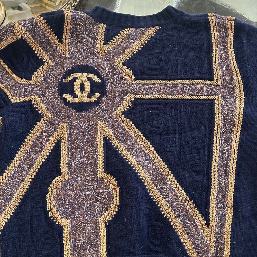 Navy Blue & Gold Chanel Sweater - Picture 4 of 4
